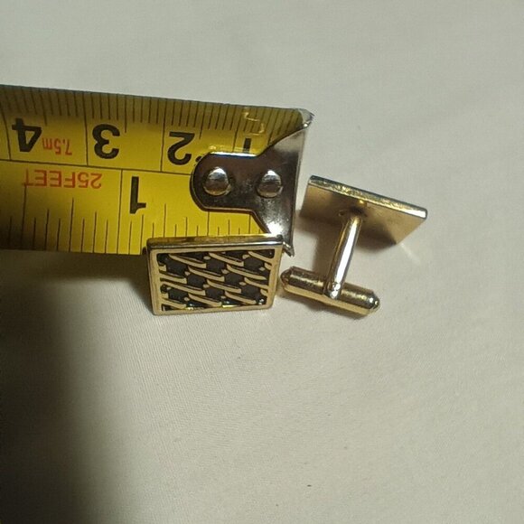 Vtg Estate Mens Goldtone Mid Century Cufflinks Set - Picture 6 of 6